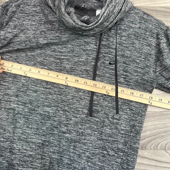 Nike Top Women's Medium Gray Heather Cowl Neck Long Sleeve Drawstrings‎ Pullover - Picture 8 of 11